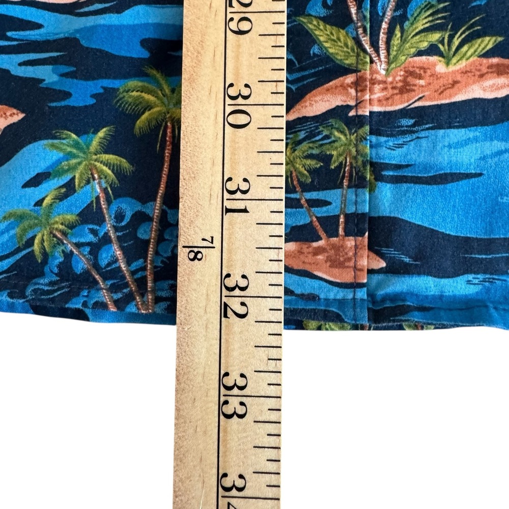 Hurley 2XL Blue Tropical Palm Tree Island Button Up Men's Hawaiian Shirt - Picture 6 of 9